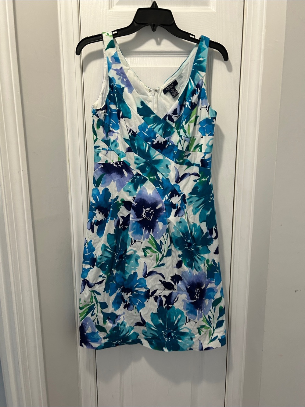 Ralph Lauren White Dress with Blue Floral Print